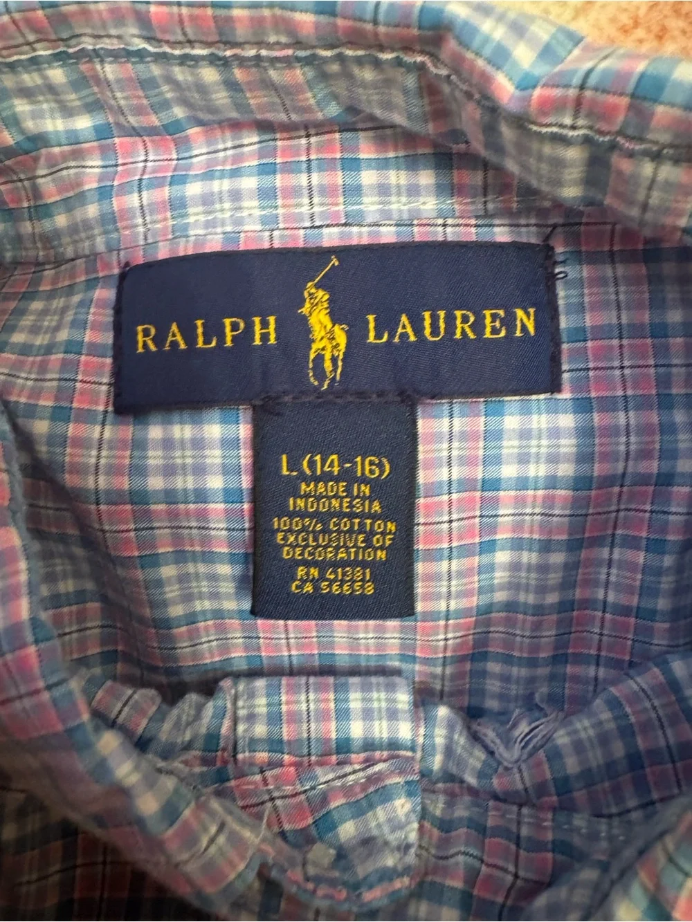 Ralph Lauren Pink and Blue Plaid Button-Down Shirt